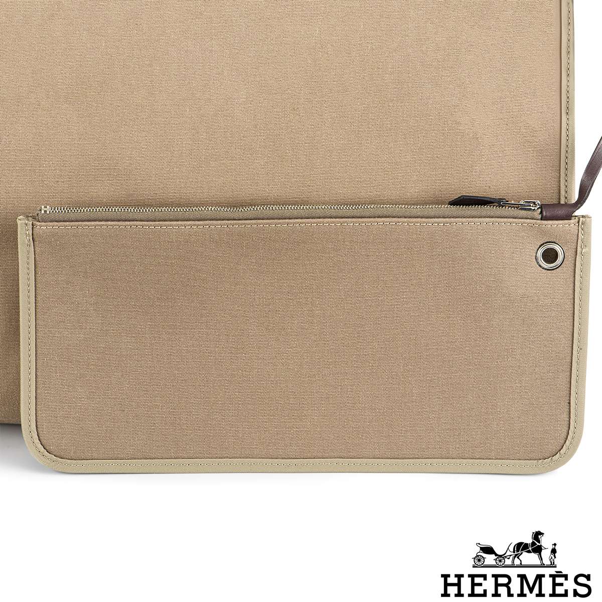 Hermes Ebene Etoupe Canvas and Leather Herbag Zip 39 Bag at 1stDibs